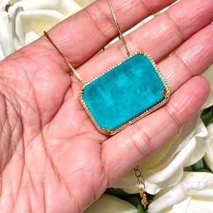 GORGEOUS oversized Paraíba stone wannabe necklace